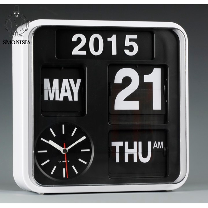 ☬24cm Large Auto Calendar Flip Clock Vintage Extra Large Luxury Wall
