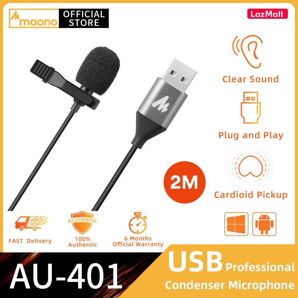 MAONO AU410 USB 2.0 Lapel Microphone Clipon Shirt Collar Microphone