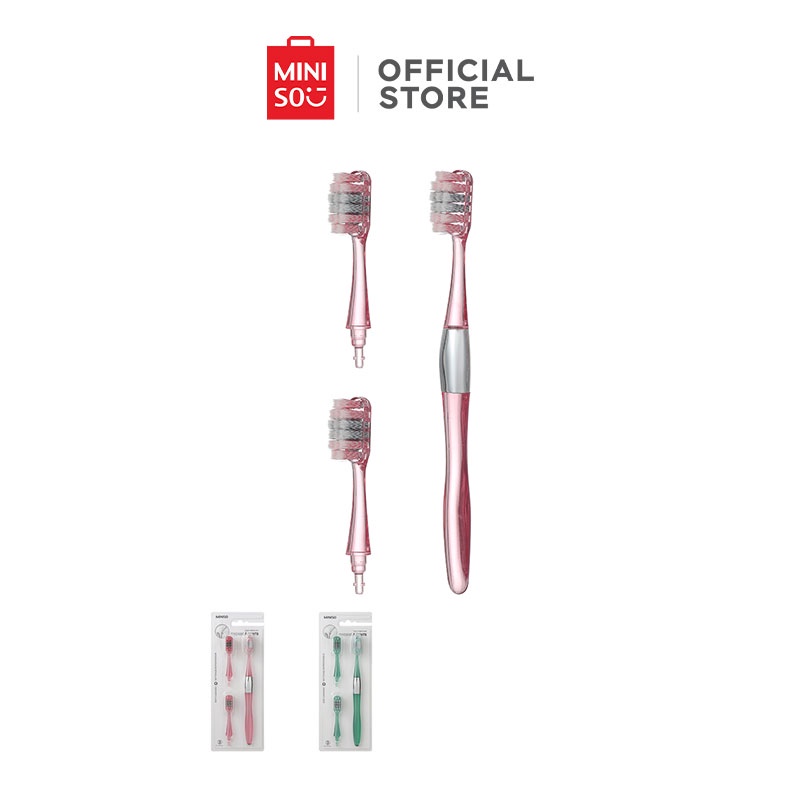 MINISO Toothbrush with Replaceable Heads 1 Handle 3 Heads Shopee