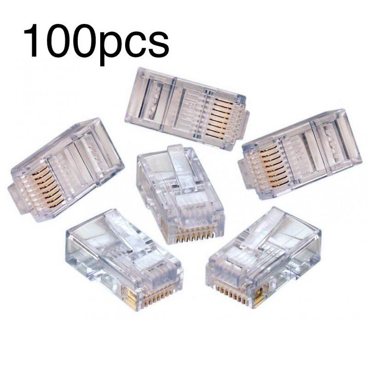 100pcs RJ45 Connector Jack UTP LAN Cable Head RG45 Computer