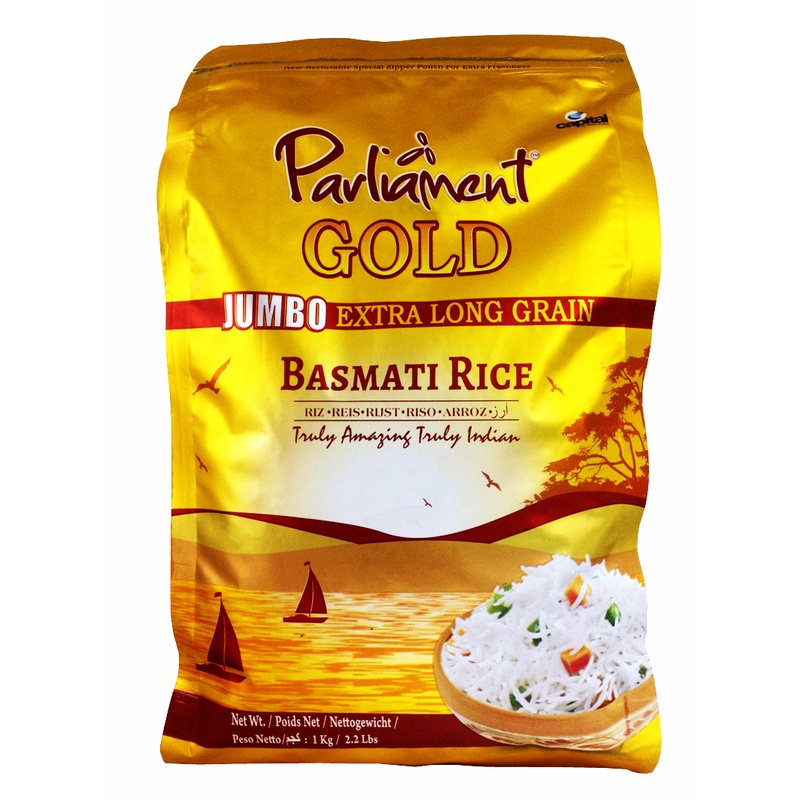 Parliament Gold Jumbo Extra Long Grain Basmati Rice 1kg {Made in India