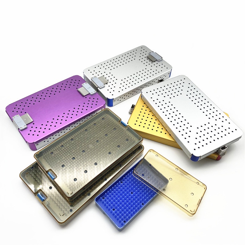 Sterilization Tray case Disinfection Box Autoclavable with Silicone Pad