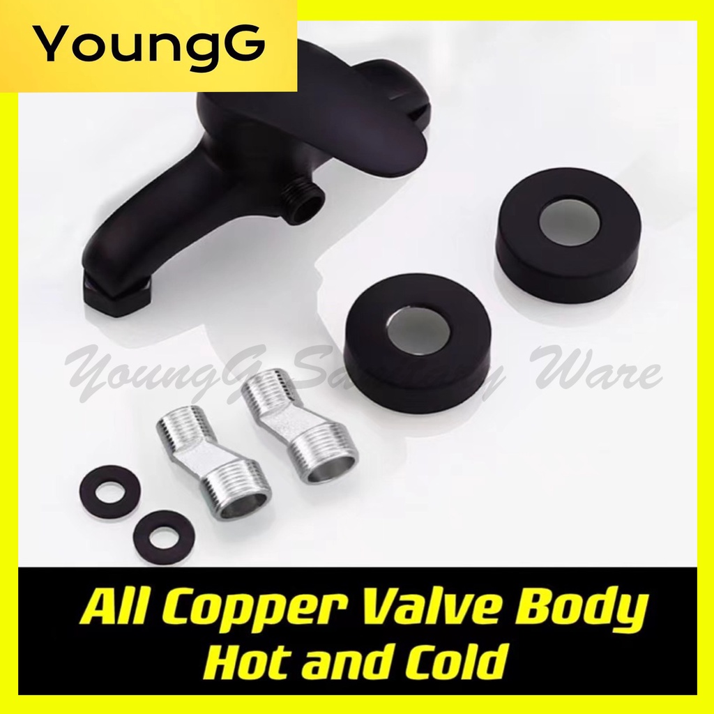 All Copper Shower Valve Black Hot and Cold Shower Faucet Water Heater