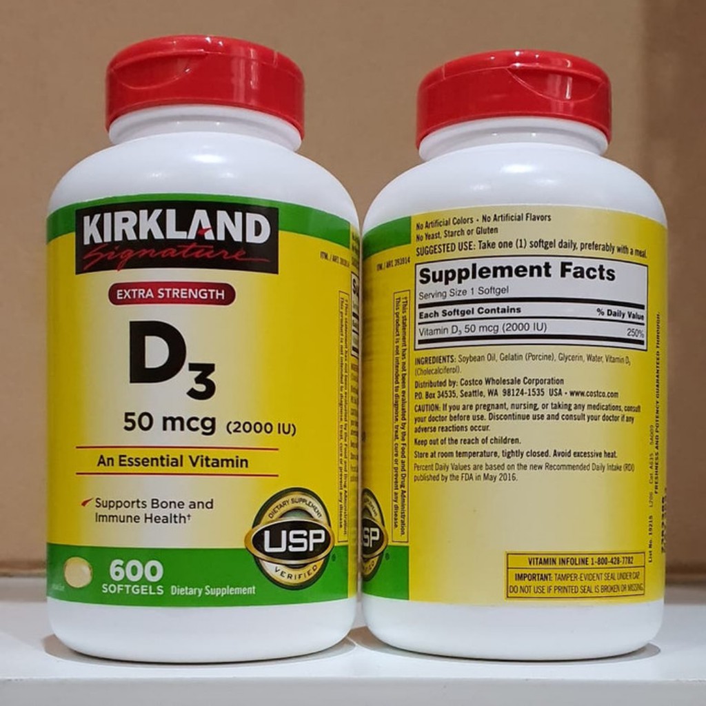 Kirkland Vitamin D3 Extra Strength 50mcg 2000iu 600 Softgels Kirkland Usa Shopee Philippines