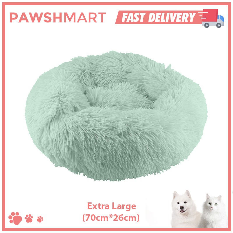 PAWSH MART XL 70cm*26cm Fuzzy Round Plush Pet Bed Warm Sleeping Pet Bed