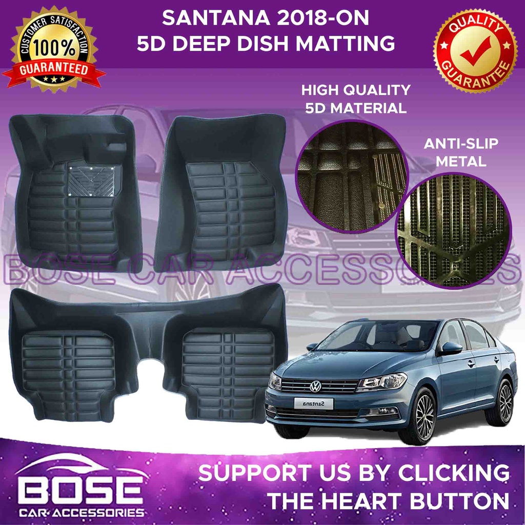 5D Deep Dish for Volkswagen Santana 2018 2023 Deep Dish Car Matting High Quality All Black