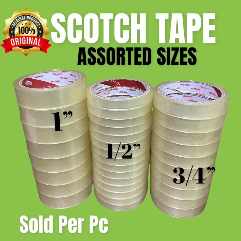Stationary Tape (Assorted Sizes)(1/2 , 3/4 , 1” ) Clear Shopee
