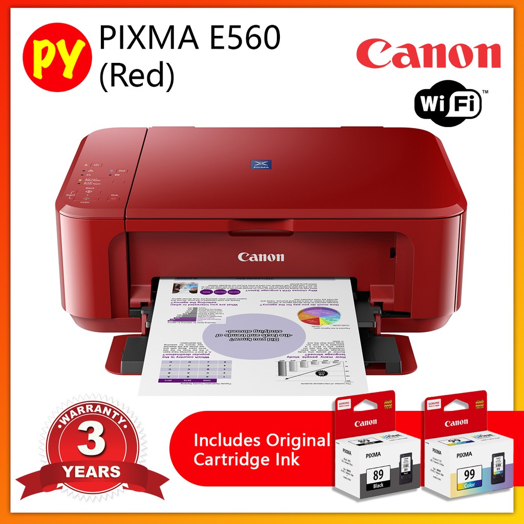 Canon PIXMA E560/E560R AllinOne Printer with WiFi (Use ink PG89 CL99