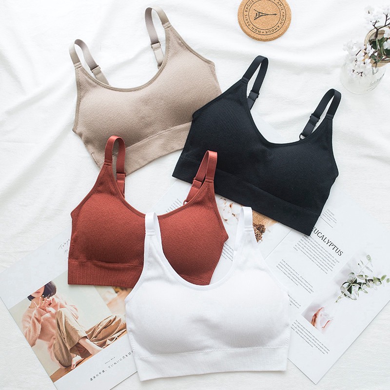 Simple elastic vest Women's clothing Thin shoulder strap Sports bra