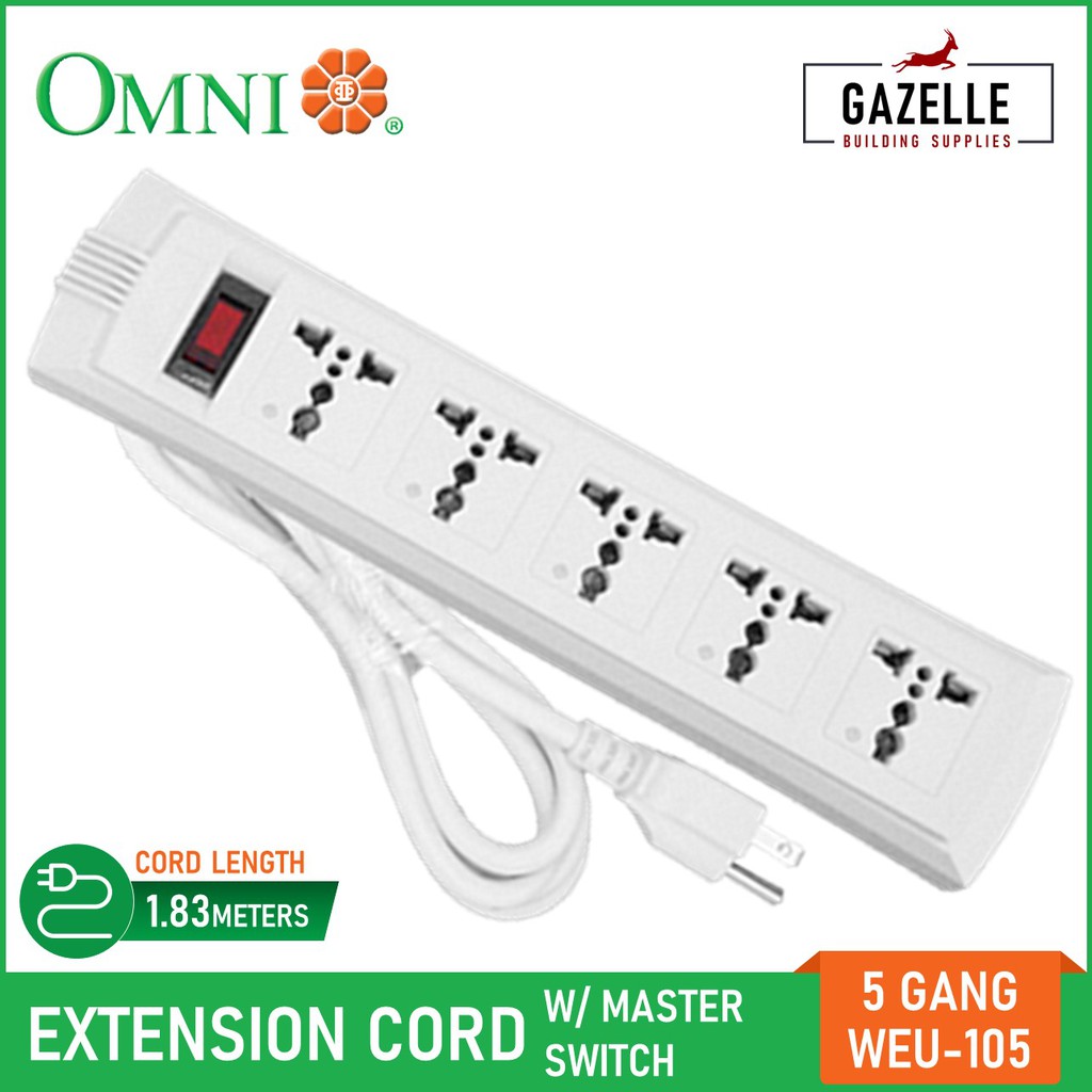 Omni Universal Outlet Extension Cord w/ Master Switch (2, 3, 4, 5, 6, 8