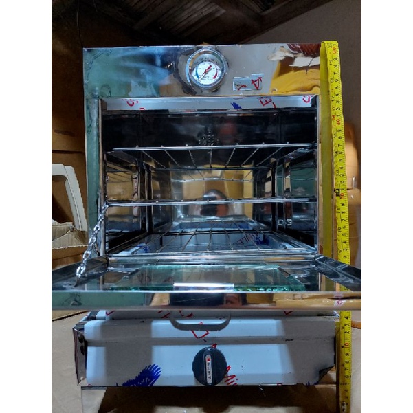 3 layer gas type oven with gauge temperature size 12x12 pure stainless