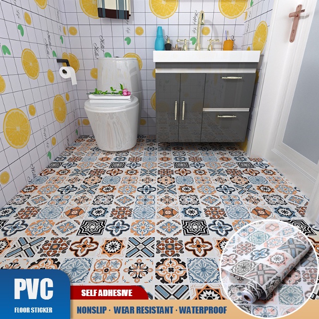Bathroom floor sticker PVC waterproof self adhesive wallpaper kitchen