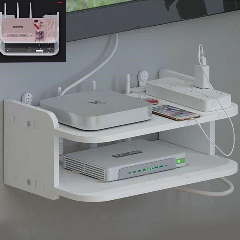 living room TV wall settop box rack router storage box wall wifi rack[STS] Shopee Philippines