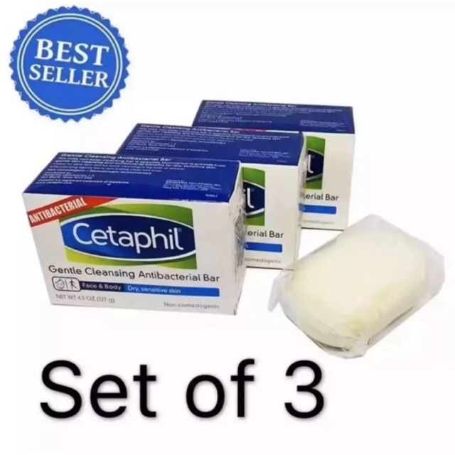 (set of 3) Cetaphil soap Antibacterial mild 127g Shopee Philippines