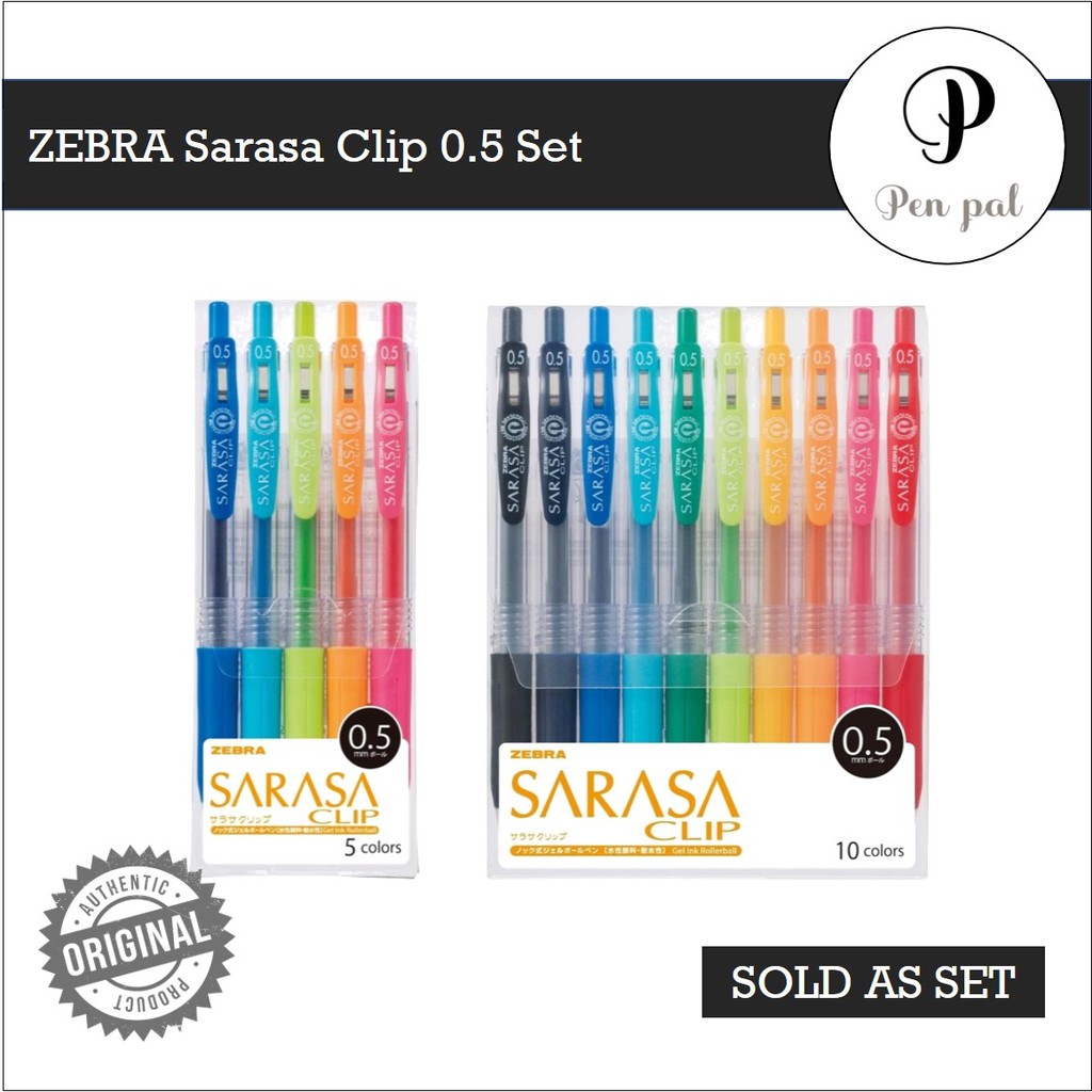 ZEBRA Sarasa Clip Pen SET [AVAILABLE IN SET OF 5 & SET OF 10] Shopee