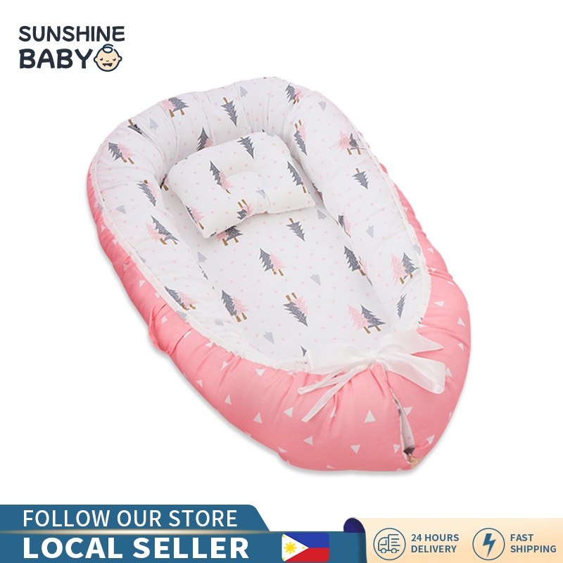 Baby Bed Cotton Baby Nest with Baby Pillow Removable Newborn Bed Set
