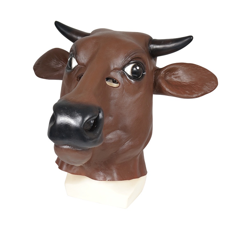 Cow Mask Cosplay Animal Head Cover Full Face Latex Masks Head Helmet