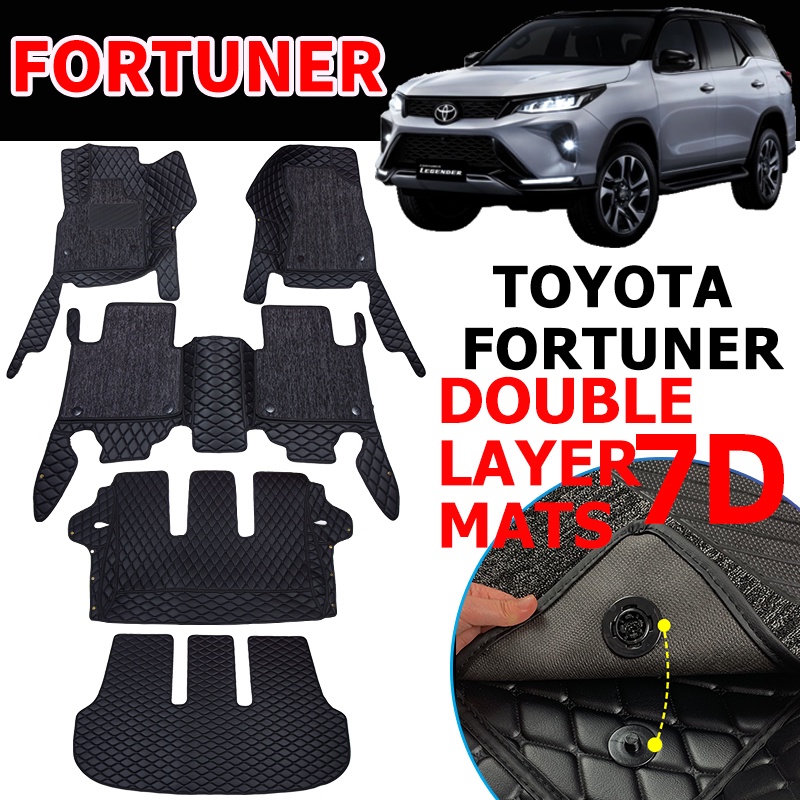 20042024 Toyota Fortuner Matting 7D Double Layer Car Floor Mats Deep