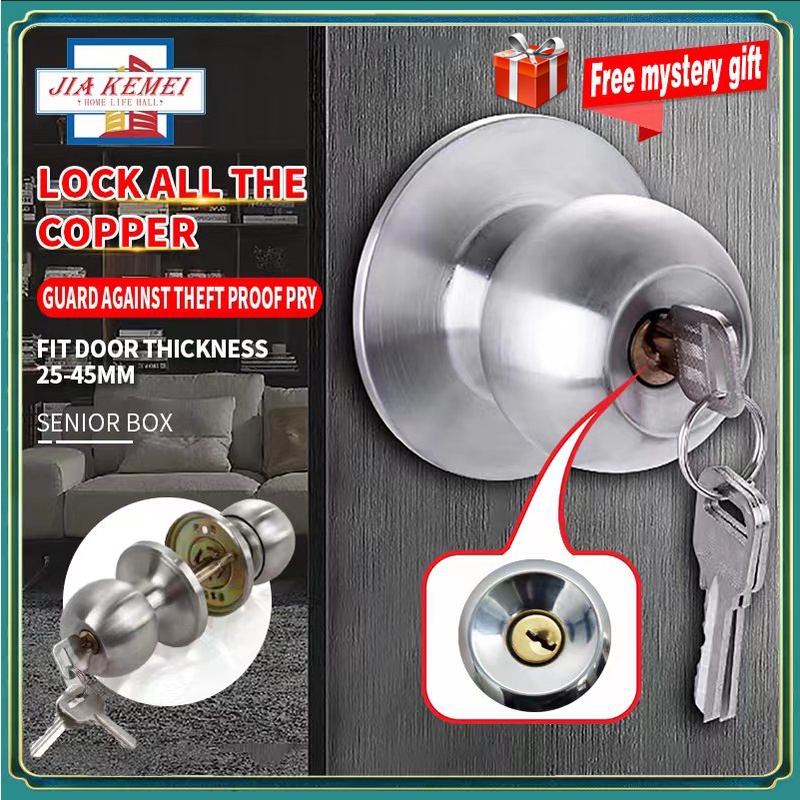 Door knob Lever Type Door Knob Entrance Lockset Stainless Steel3 Keys