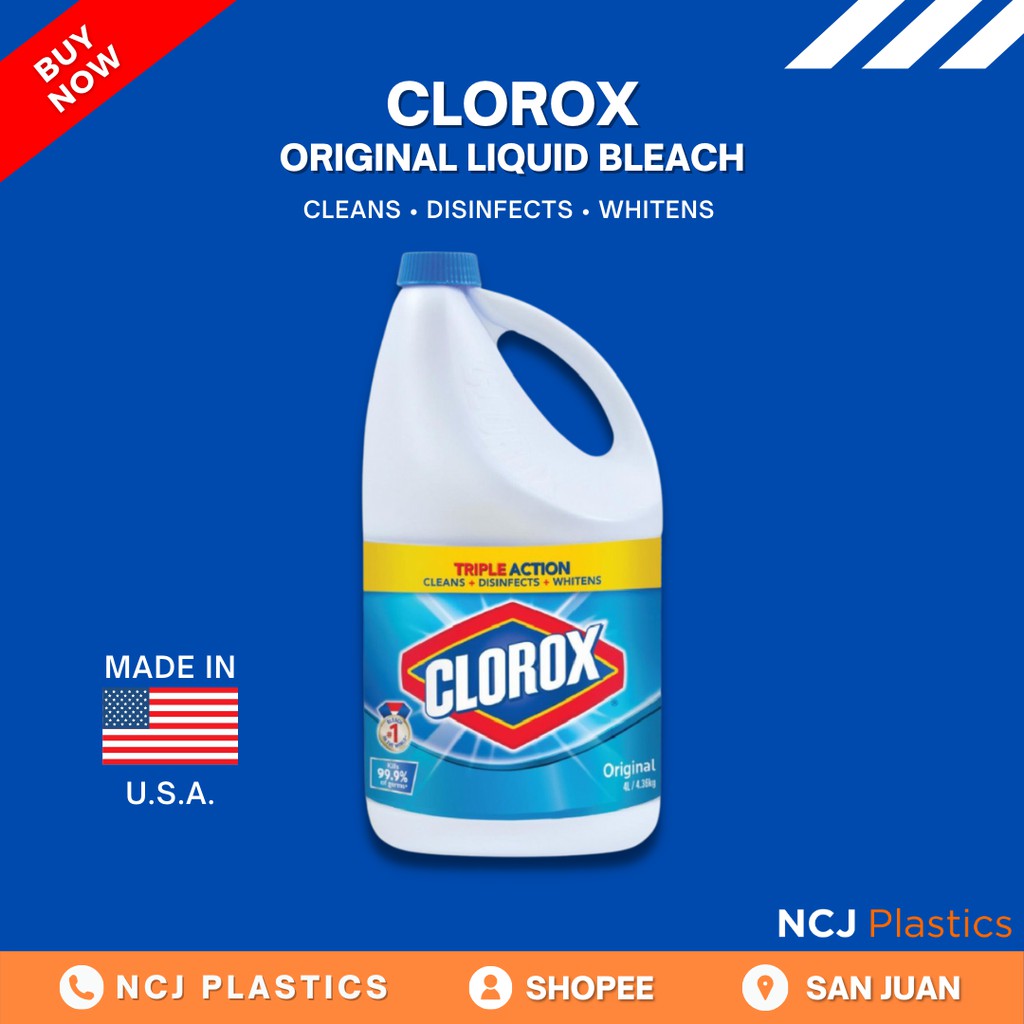 Clorox TRIPLE ACTION Bleach Liquid 4L Original (Clean + Disinfect