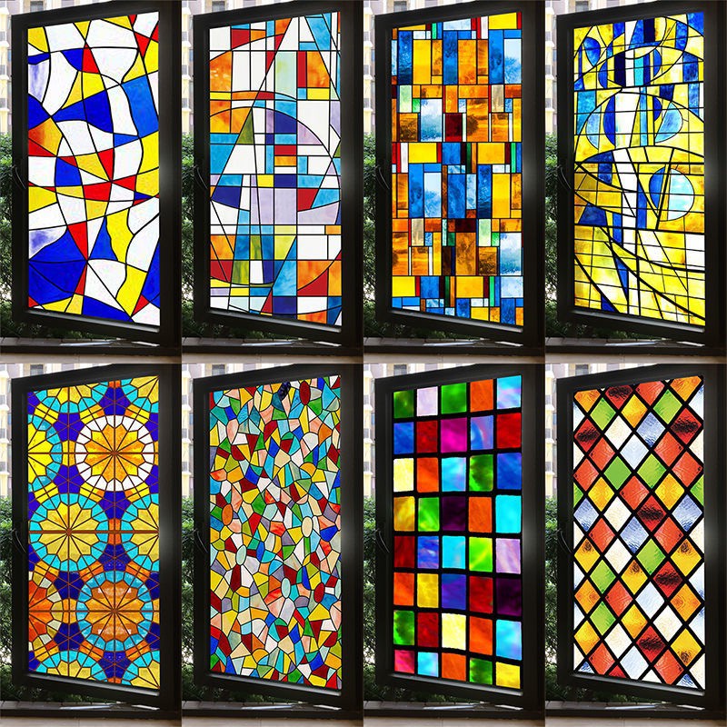 Retro Stained Glass Window Sticker SelfAdhesive Home Window Decoration