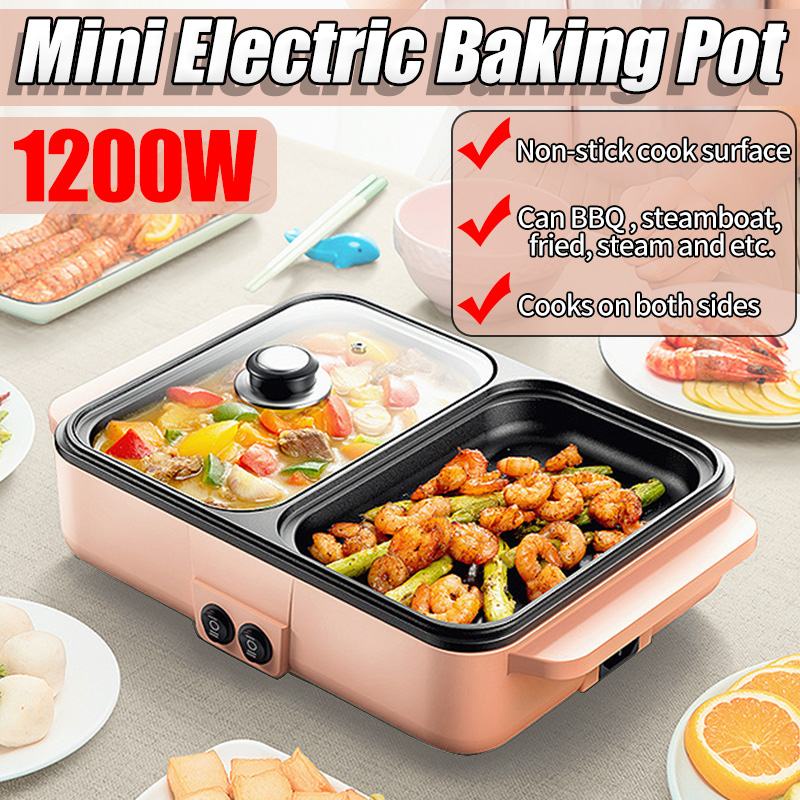 Mini Multifunction Electric Skillets Cooking Pot Hotpot Electric MultiCooker Household Barbecue