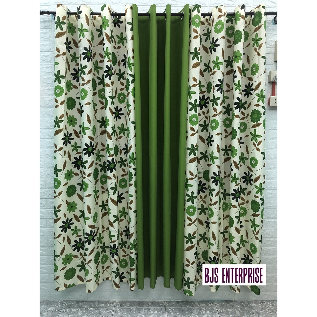 BJS Jamela Green Curtain with Ring Set or per piece (6FT/ 7FT