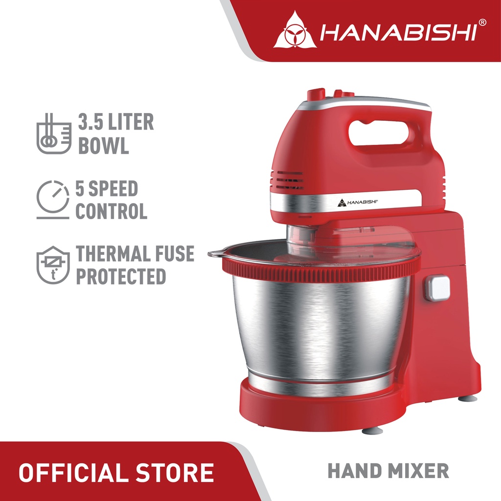 Hanabishi Hand Mixer HHMB1600SS Best for Baking 5speed Turbo