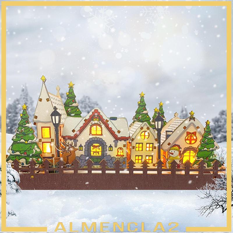 [Almencla2] Christmas Light up House Scene Ornament Festive Scenes