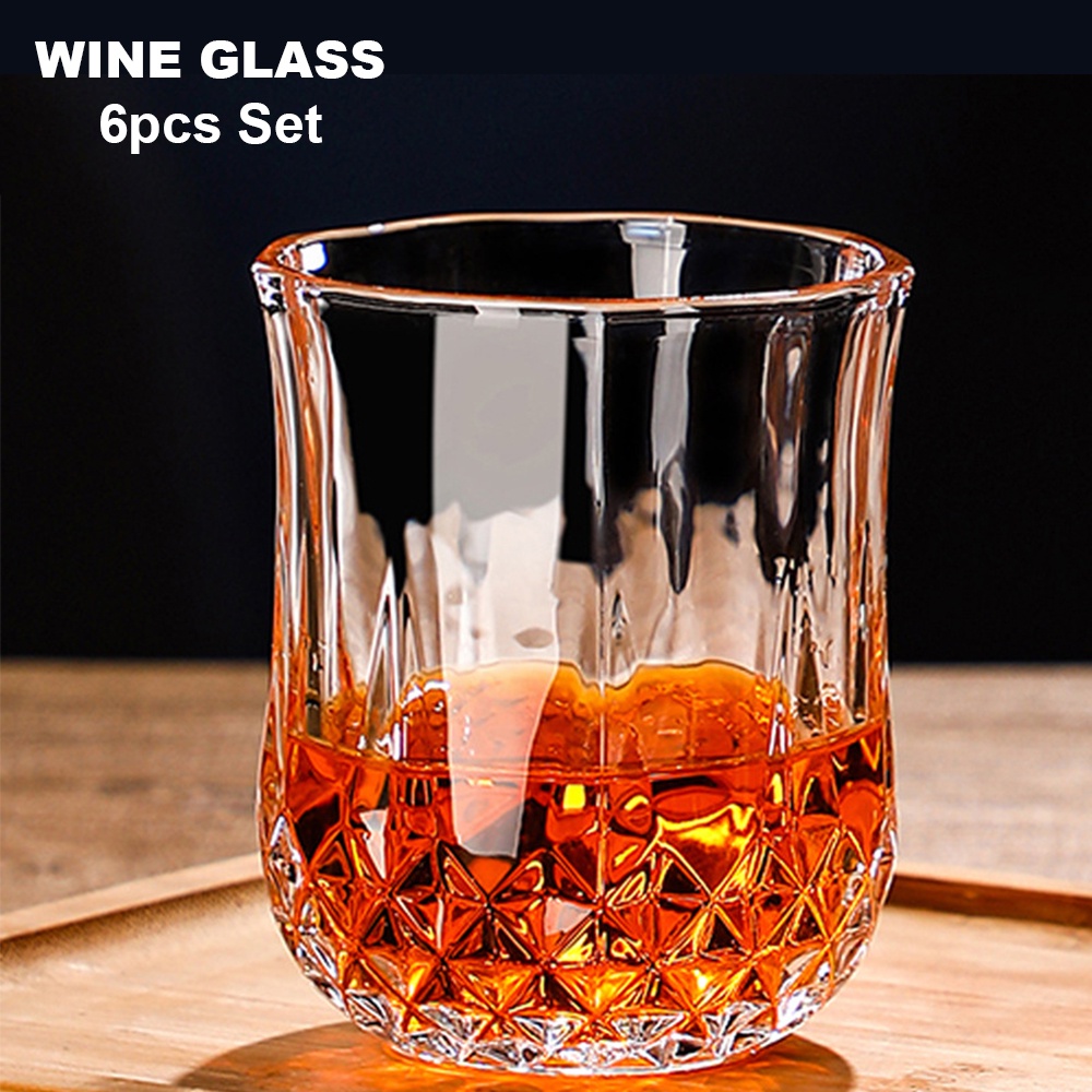 6 Pcs High Temperature Resistant Diamond Design Glass For Wine, Water