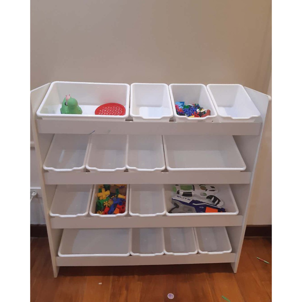 Happy Kiddos 910 White Large wooden Toy Organizer Minimalist