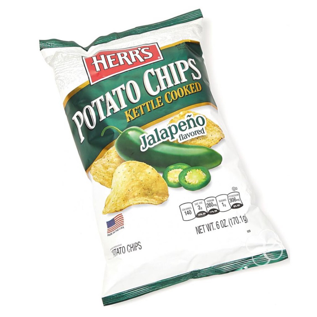 Herr's Kettle Cooked Jalapeno Flavored Potato Chips 142g Shopee