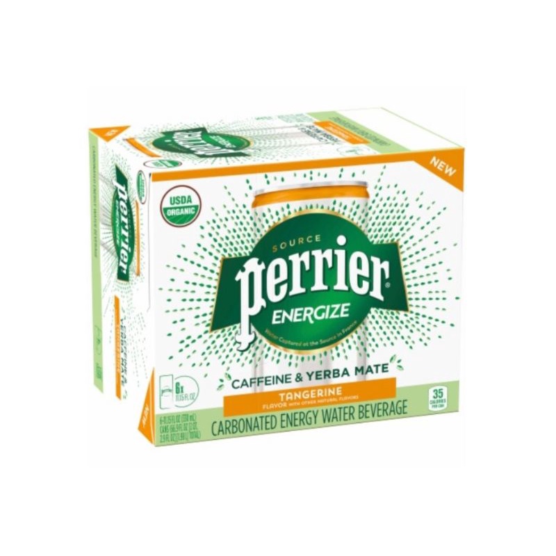 PERRIER Energize Tangerine Flavored Carbonated Energy Water Drink 6 x