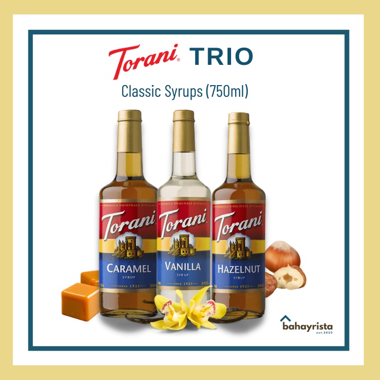 Torani TRIO Classic Syrups 750ml (Caramel, Vanilla, Hazelnut