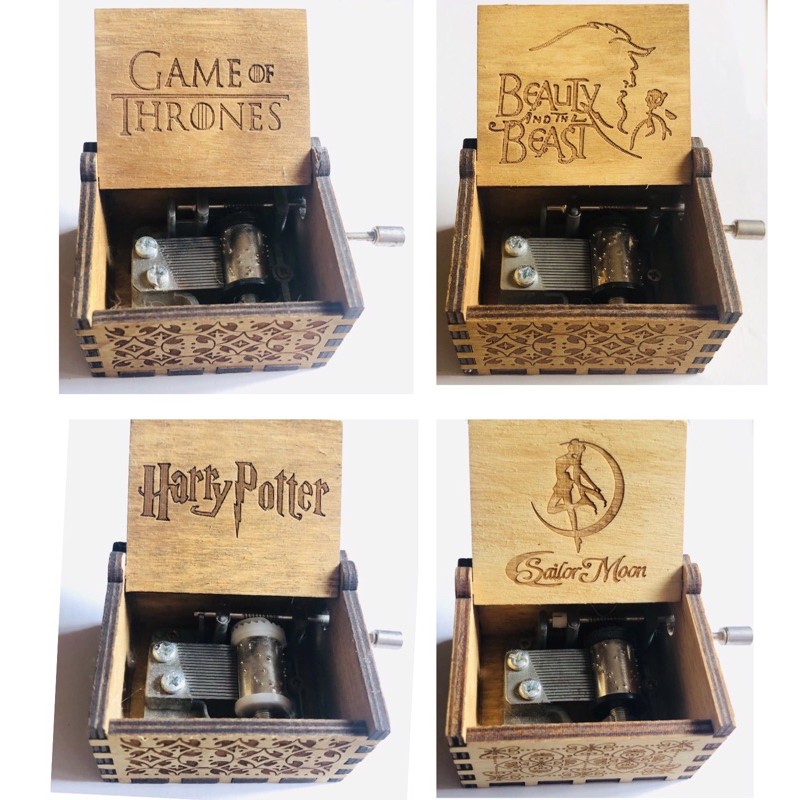 Wooden Music Box (Harry Potter, Game of Thrones, Sailor Moon, Beauty and the Beast) Shopee