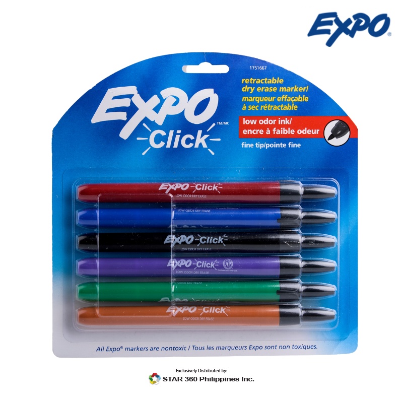 Expo Click Low Odor Dry Erase Whiteboard Marker Fine Tip (Asstd 6s