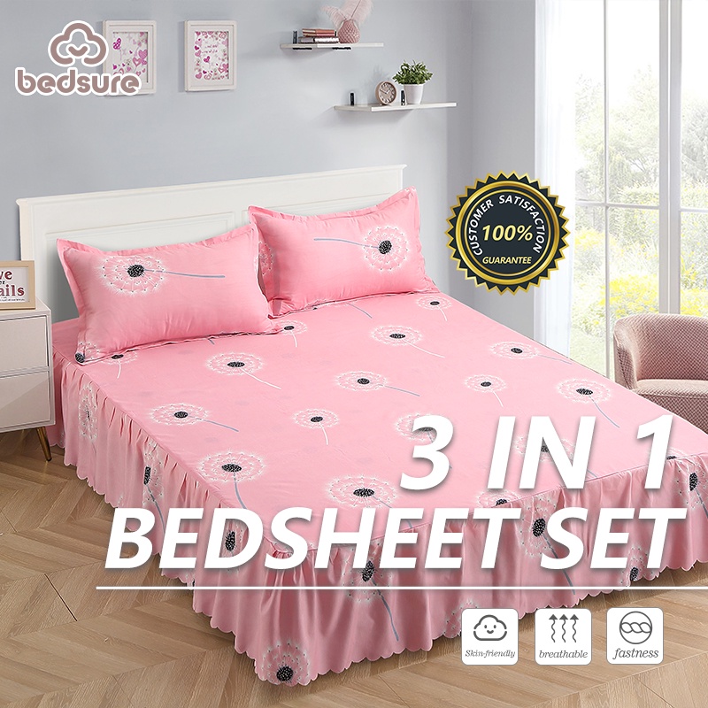 BedSure Bedsheet Skirt Queen Size 3IN1 60x80 inches Bed Sheet Set