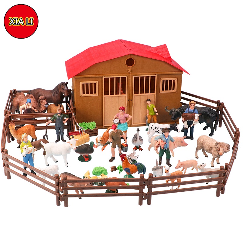 Simulation Poultry Animal Model Farm Animal Action Figure Toy With Barn