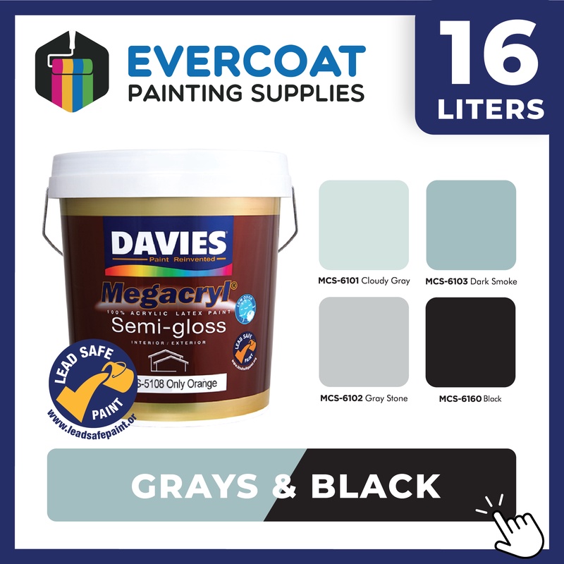 Davies Paints Megacryl SemiGloss 16Liters (Grays & Blacks) Shopee Philippines