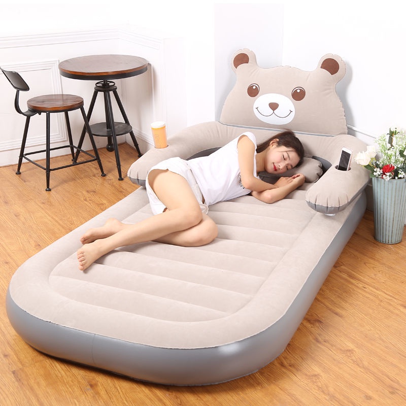 Cartoon Airbed Single Floatation Bed Bear Cute Foldable Floor Bed Lazy