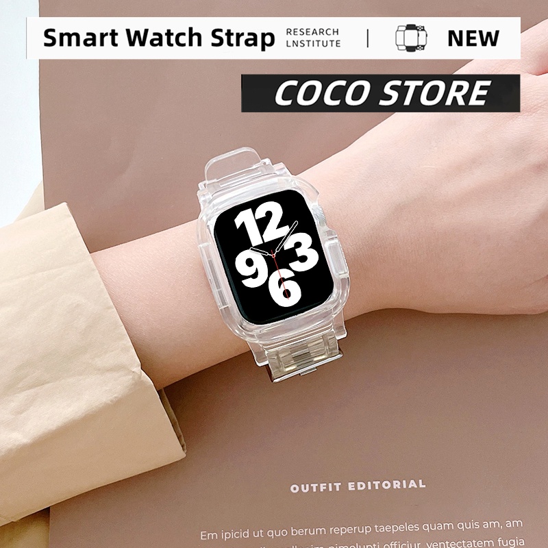 Jelly iWatch Strap for iWatch Serise 7 6 SE 5 4 3 2 Clear Plastic Watch Band for Iwatch 45mm