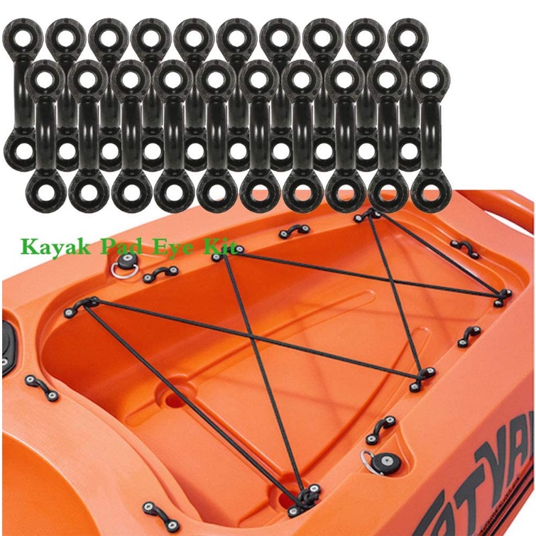 20 Pieces Nylon Bungee Deck Loops Tie Down Pad Eye Kayak Pad Eye Kit
