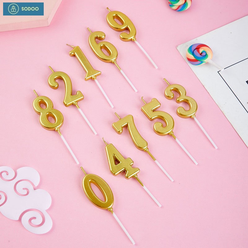 Number Cake Candle Smokeless 09 Number Birthday Party golden Candle
