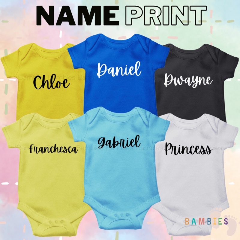 Customized Name Print Baby Onesie (ALSO AVAILABLE IN OTHER COLOR AND