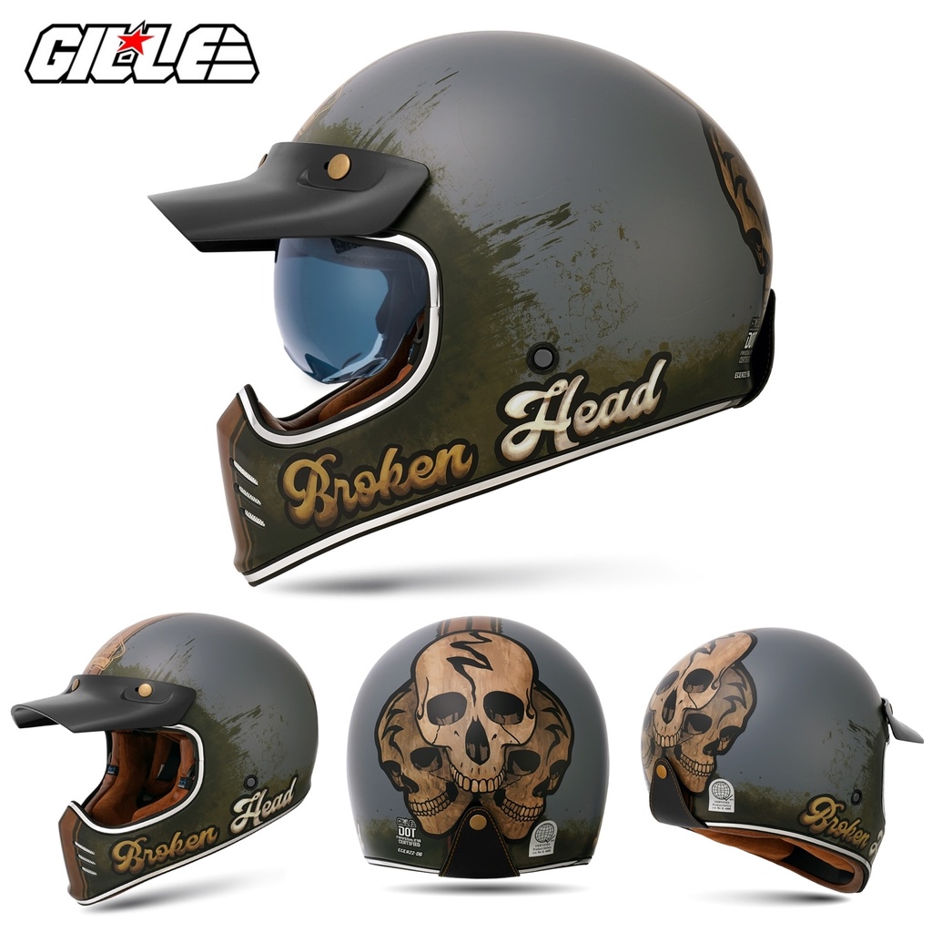 Gille BROE Classic Retro helmet Full Face Helmet Vintage Harley motorcycle helmet 833 with