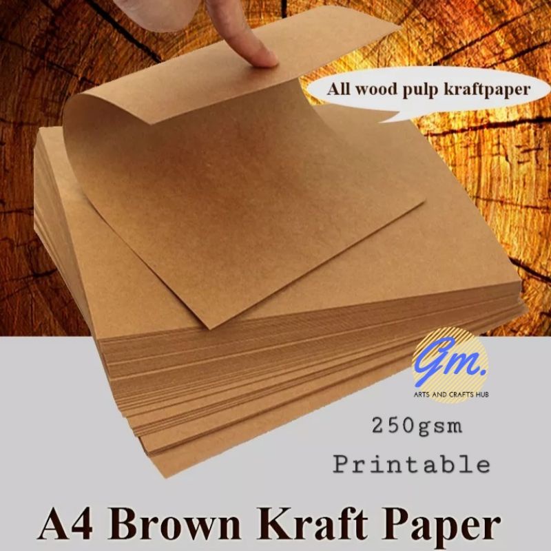 KRAFT PAPER 250gsm 150gsm A4 25/50/100sheets Printable Cardstock Brown