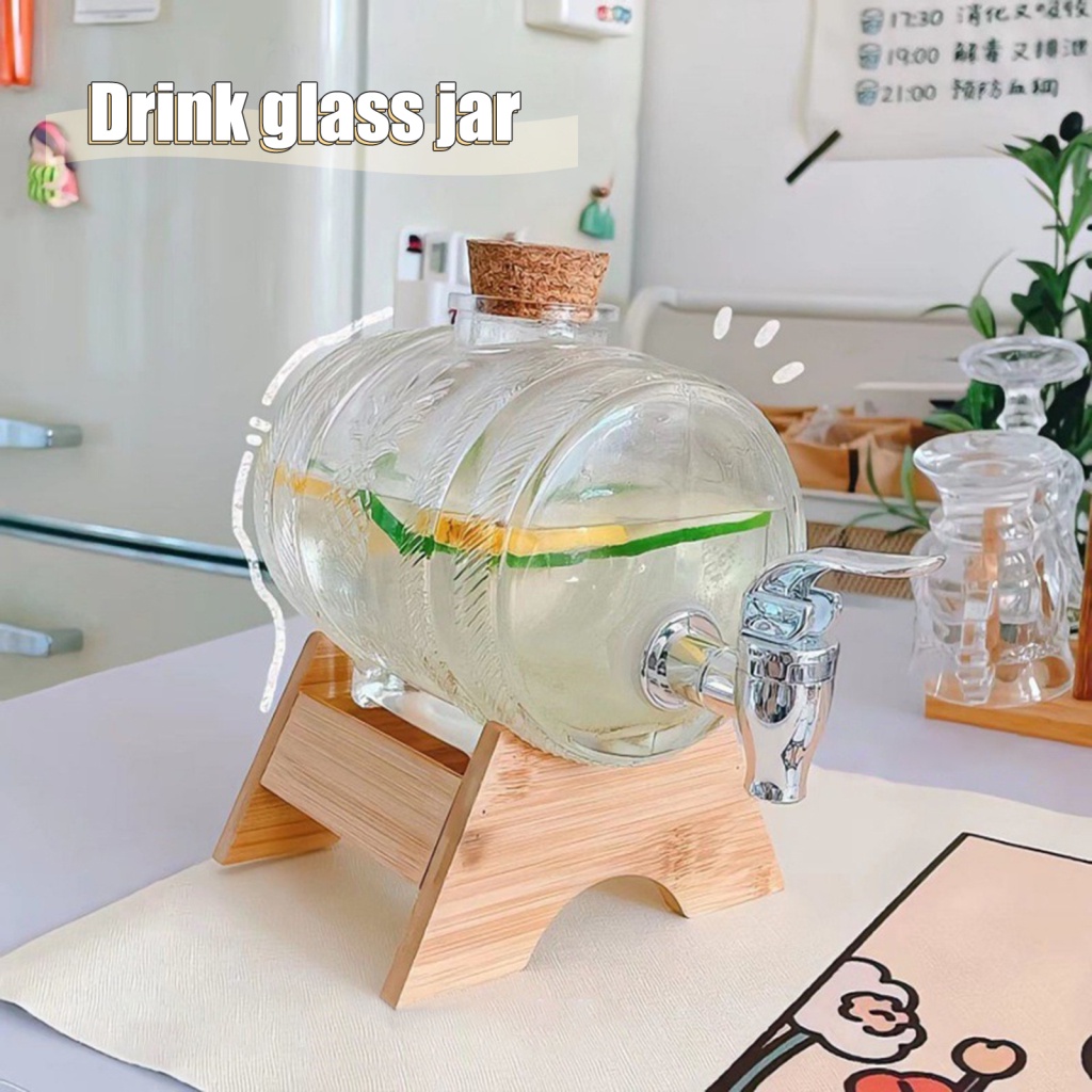 Barrel Drinks Dispenser +Tap+Wooden Stand Sparkling Wine Bottle