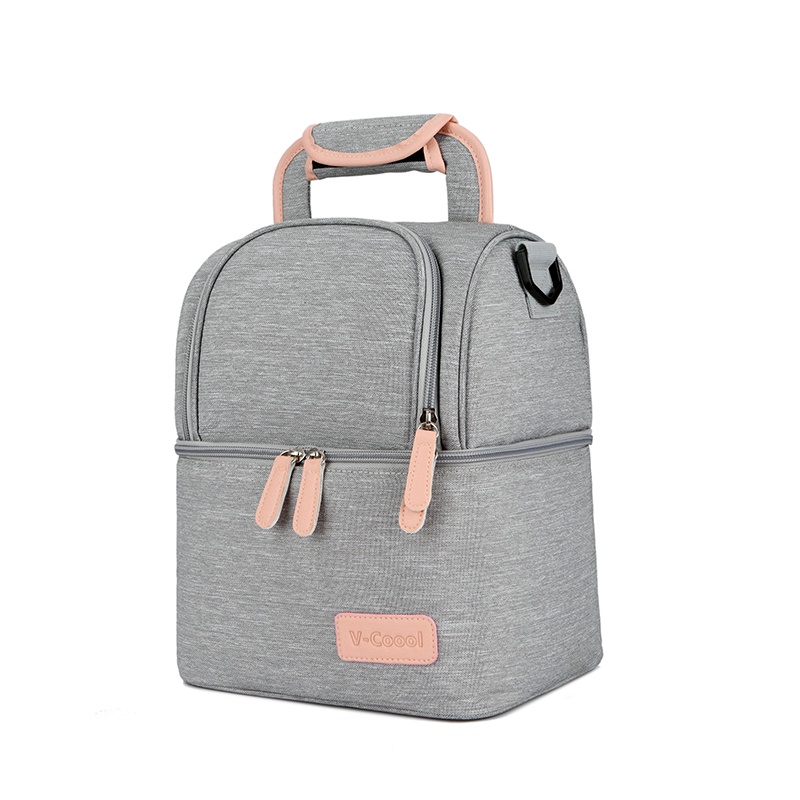 VCOOOL Elegant Gray Breastmilk Insulated Thermal Bag Breast Milk Pump Storage Cooler Baby Bag