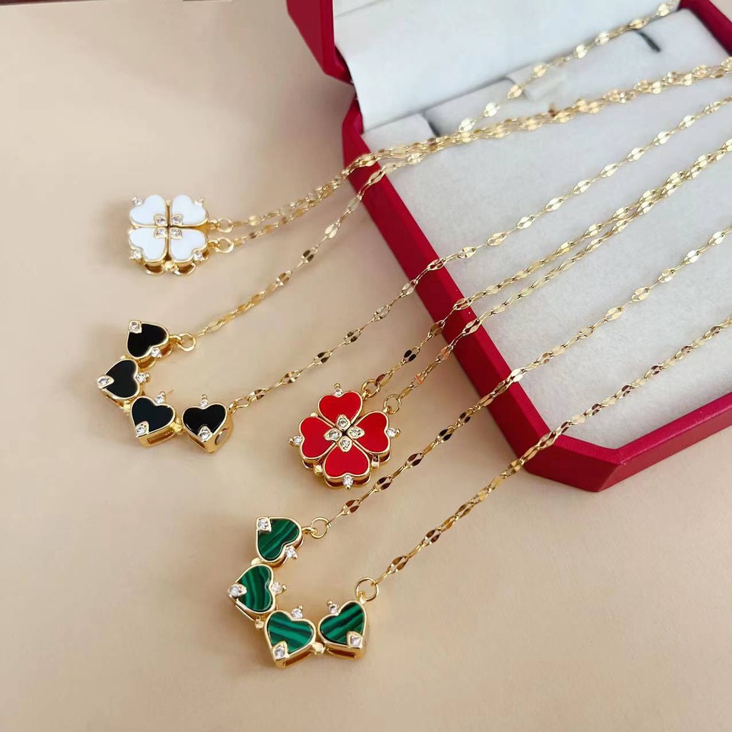 Korean fourleaf clover flower pendant necklace with 4 colors available
