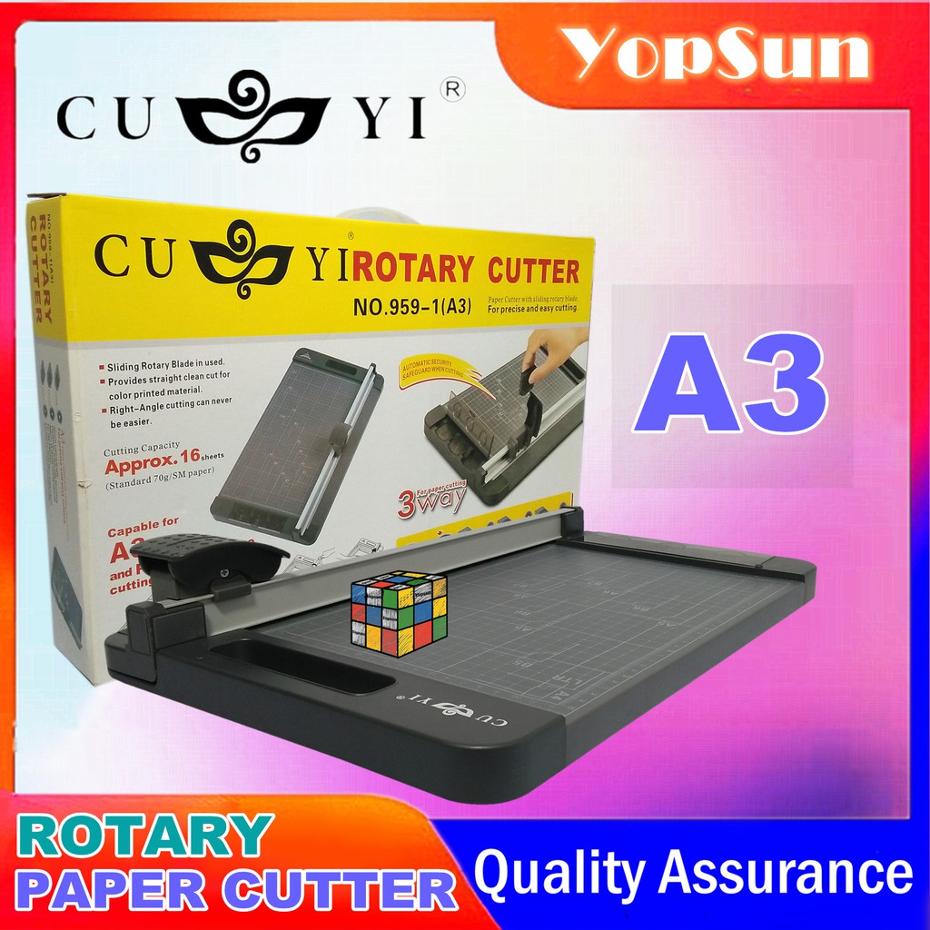 Rotary Paper Cutter A3 Size 【 3 Way (Straight, Perforated, Wavy) 】 Cuyi